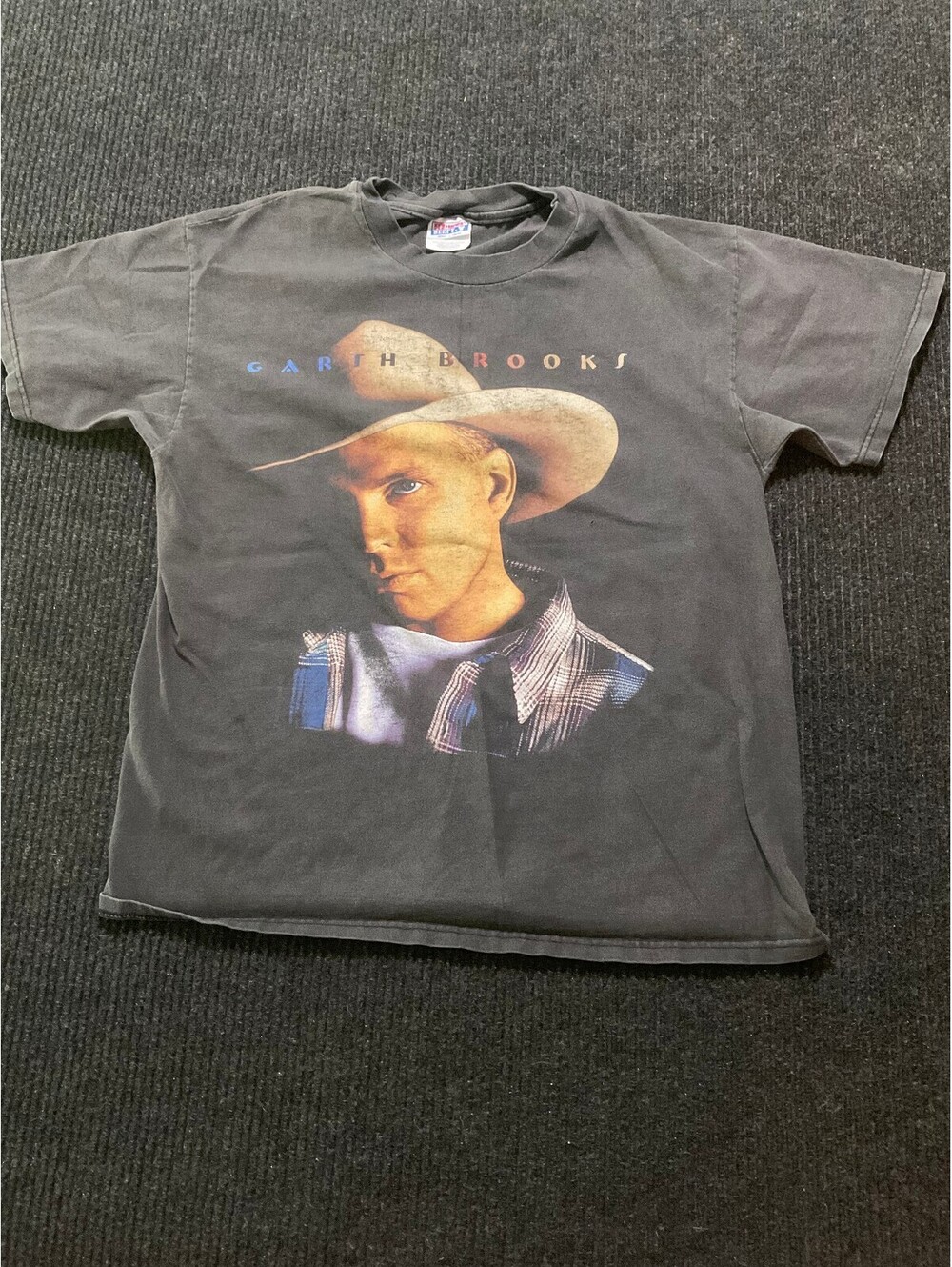 Vintage Garth Brooks Fresh Horses Tour 1996 Graphic T-Shirt Black Size Large